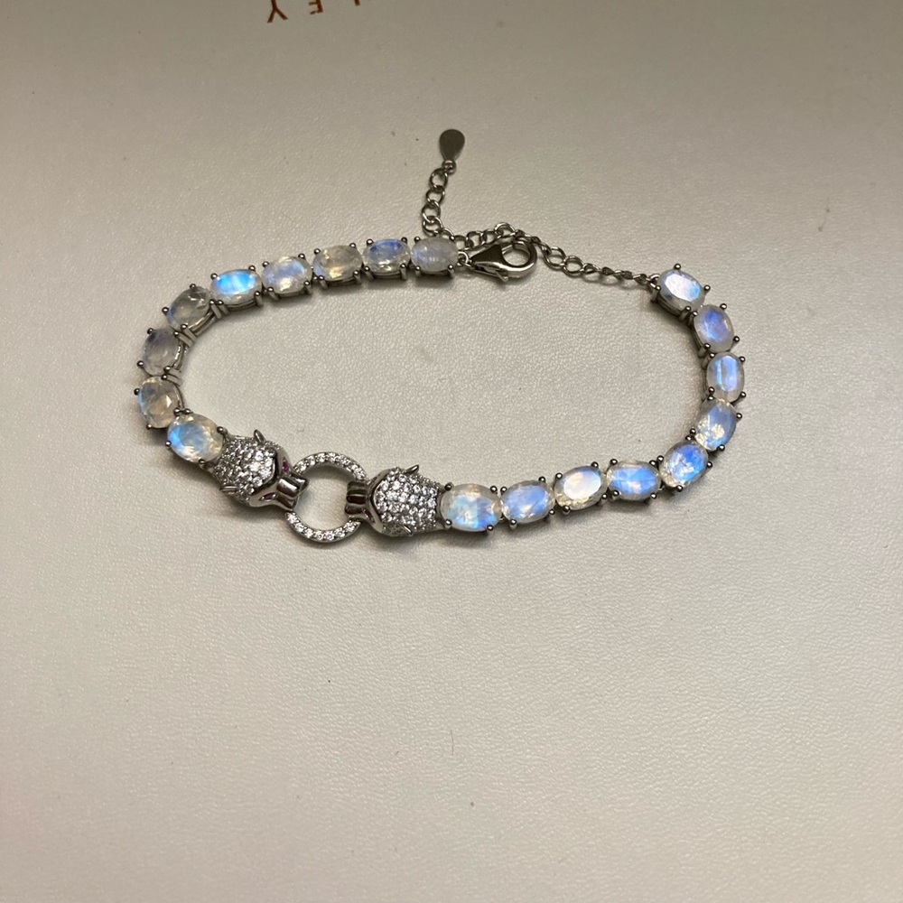 Sterling Silver Moonstone Panthers Bracelet